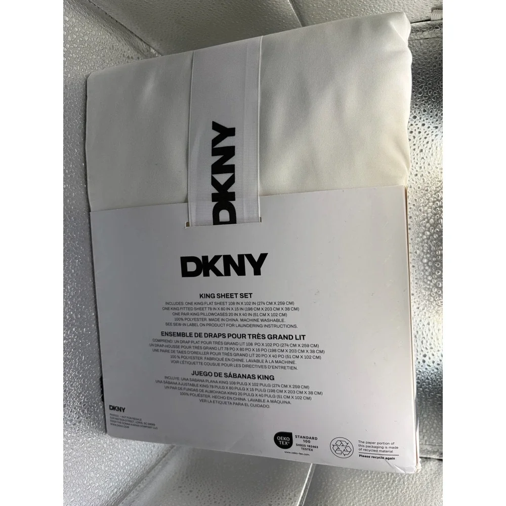 DKNY King Bed Sheet Set Soft 4pc Cream New